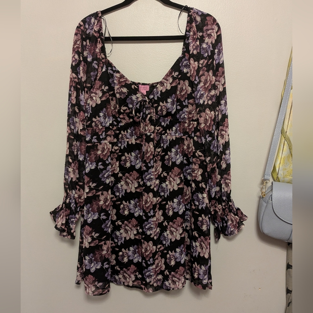 Miami Francesca's Pink And Purple Floral Mini Dress